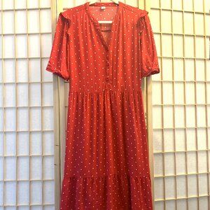 Red polka dot dress! Bombshell, office vixen, pinup classic ruffles retro style